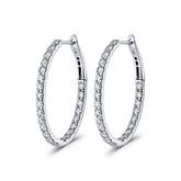 White Gold Inverted Oval Diamond Hoop Earrings (2.30ct) - Dracakis Jewellers